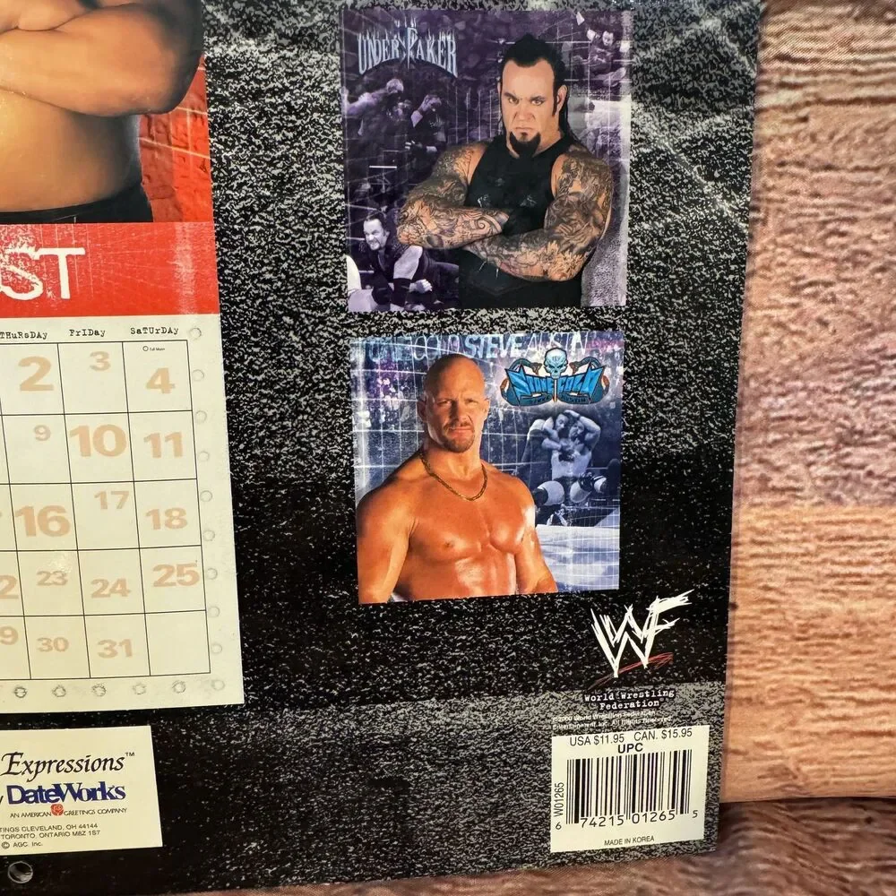 WWF 2001 16 Month Calendar Stone Cold The Rock Triple H Chyna Undertaker Kane